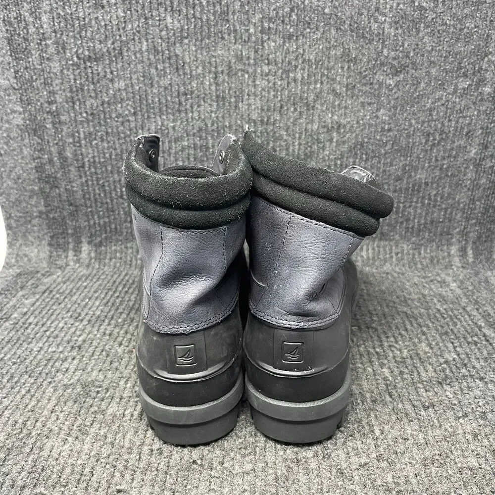 Sperry Avenue Duck Boots Black Navy Blue Leather Waterproof Mens 12